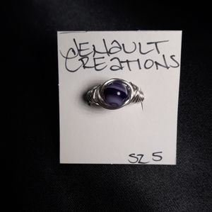 Polished purple amethyst ring